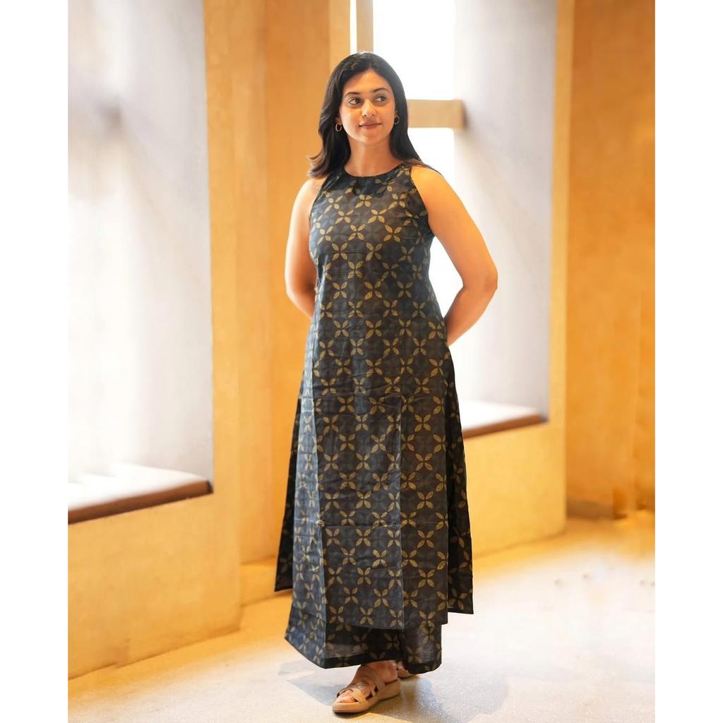 Women's Aline Kurti with Palazzo Set Indian Bollywood Ethnic Kurta Cord Set