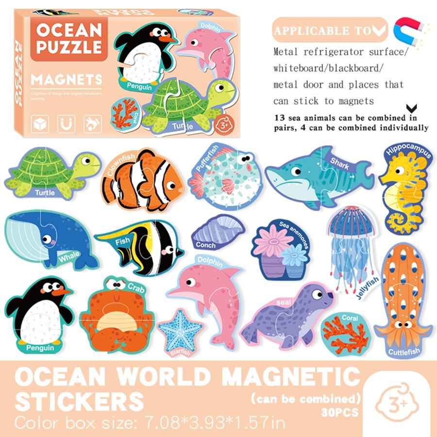 Magnetic Puzzle Toy Letters Numbers Animal Vehicle Refrigerator Sticker 8 Themes Fridge Sticker Early Educational Puzzle Toys
