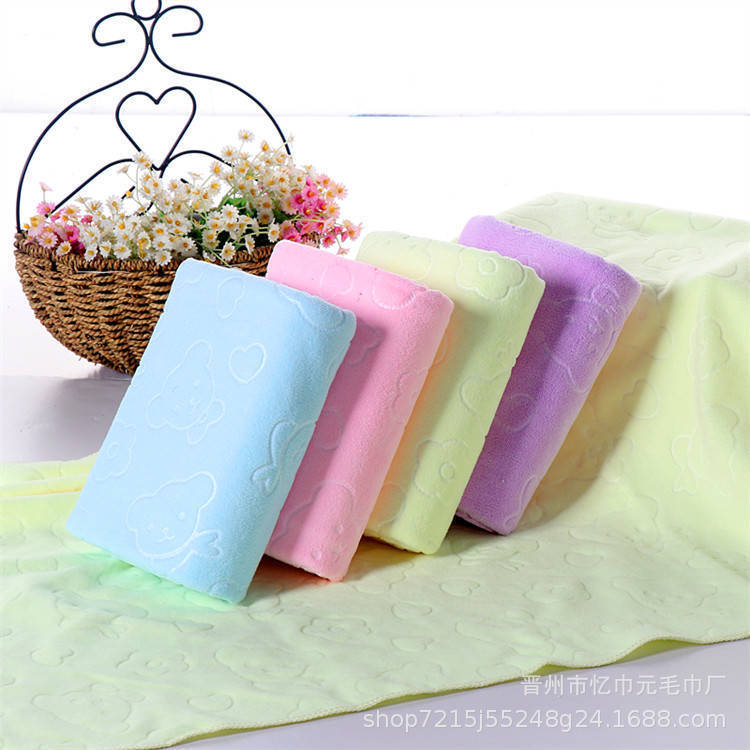 Microfiber 70 * 140 Bath Towel Promotional Towel Bear Embossed Adult Beach Towel