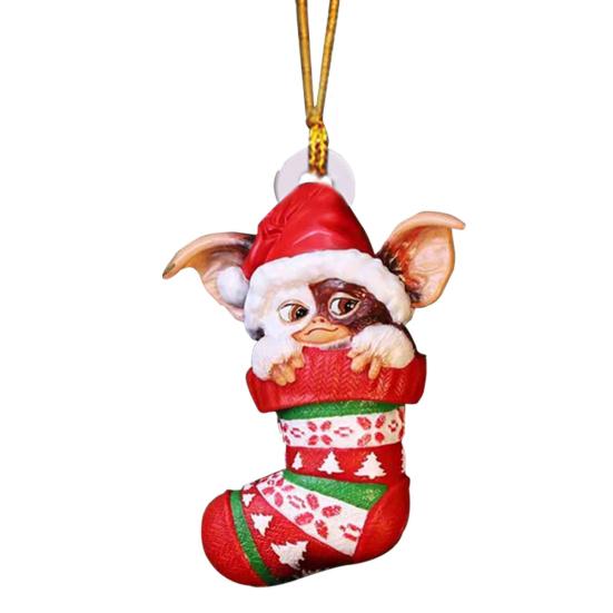 Christmas Pendant Cartoon Acrylic Christmas Tree Ornament Festive Hanging Decoration with Lanyard