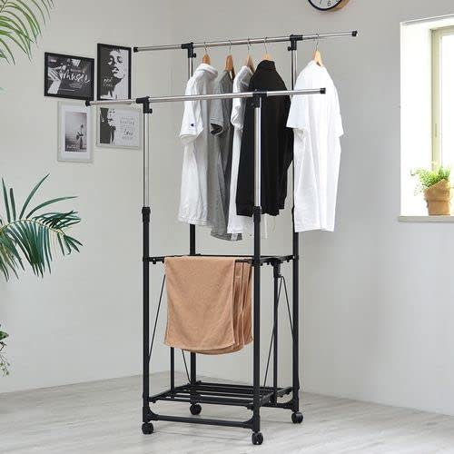 B.B Furnishing One-Touch Storage Laundry Drying Rack (Black) Width 630-1055mm X Depth 510mm X Height 1020-1690mm