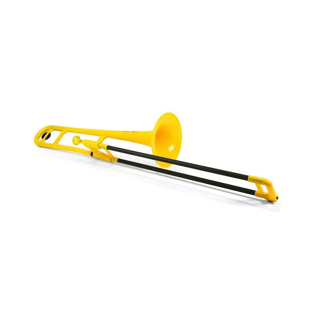 pInstruments pBONE Plastic Wind Instrument, Bb Tenor Trombone, Lightweight & Durable ABS with Bio-Coat, PBONE1Y Yellow (Includes Mouthpiece and