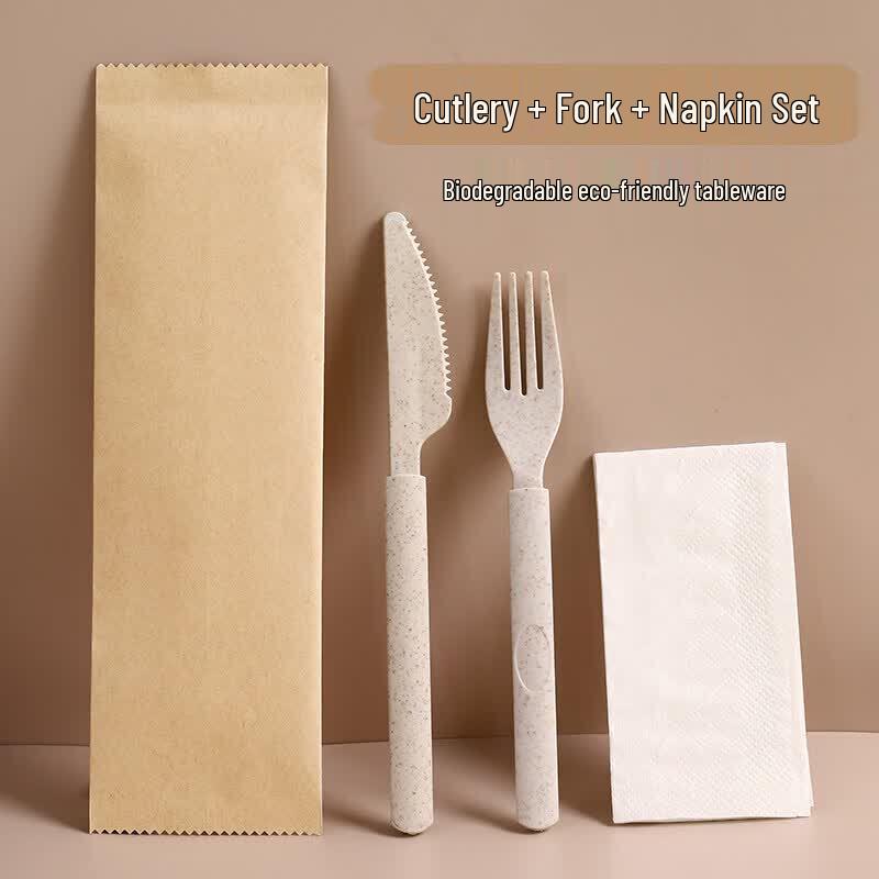 Degradable Wheat Straw Disposable Cutlery Set