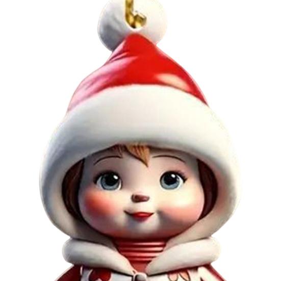 Ornament Cartoon Snowman Santa Claus Pendant 2D Acrylic Xmas Tree