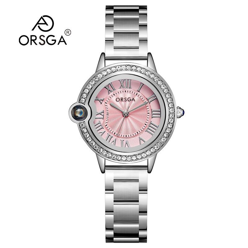 Ladies Watches Exquisite Design Stainless Steel Roman Diamond Waterproof Fashion Luxury Quartz Watch