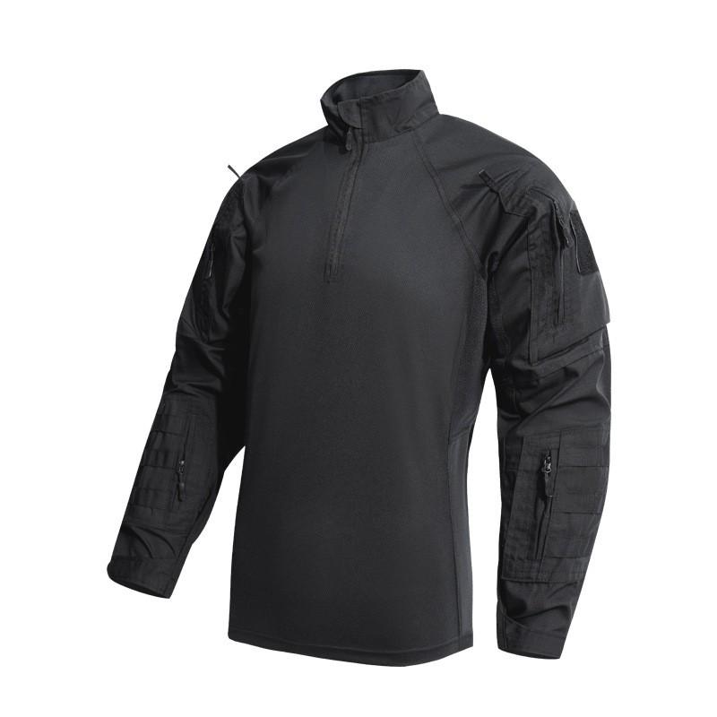 Мужская тактическая outdoor рубашка с длинным рукавом, быстросохнущая, с защитой локтей, воротником-стойкой, для туризма, кемпинга, велоспорта