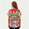 Ladies' Christmas Printed Fashionable V-neck Pocket Short Sleeved  Uniform And Caregiver Top