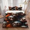 3pcs Skulls Flames Bedding Cover Set, Fashion Classic Popular Print Bedding Set, Soft Comfortable, All Season Use, For Bedroom, Guest Room (