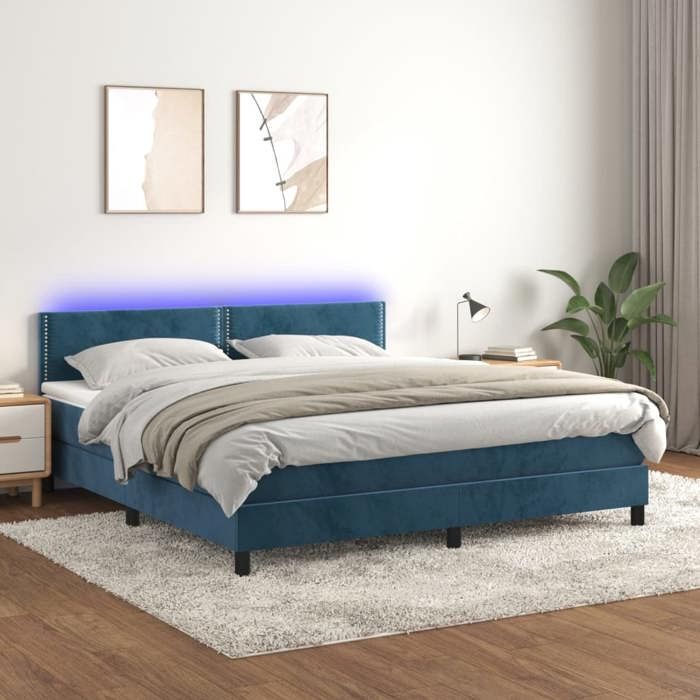 VidaXL Bed Slatted Base with Mattress and LEDs, Upholstered Bed, Double Bed, Adult Bed for Interior Bedroom, 3134355