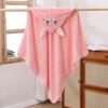 Children's Hooded Bath Poncho: Soft Coral Fleece Towel and Swaddle Blanket