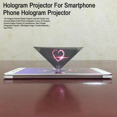 Mini Vantuzlu 3D Hologram Piramit Ekran Projektörü Taşınabilir Evrensel Mobil Akıllı Telefon 3D Holografik Projeksiyon Cihazı