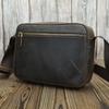 Vintage Crazy Horse Leather Men's Crossbody Messenger Bag - Genuine Leather, Handmade, Casual, and Trendy.