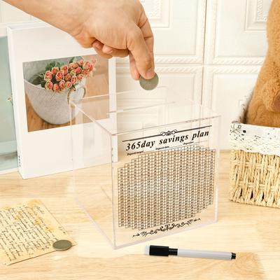 Upgraded Piggy Banks Acrylic Transparent Money Saving Bank,365 Days Goal Money Box for Adults Kids Teens,Can Only Save NEW