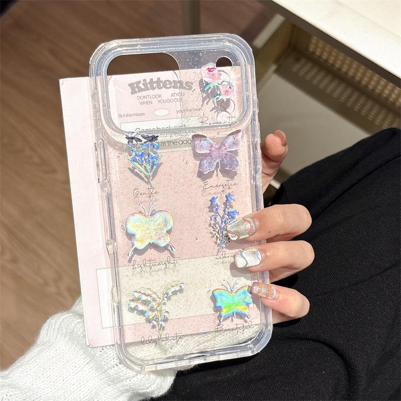 Dazzling Butterfly Drop-Proof Mobile Case for iPhone 13/14/15/16/17 Pro/Pro Max 15 Pro
