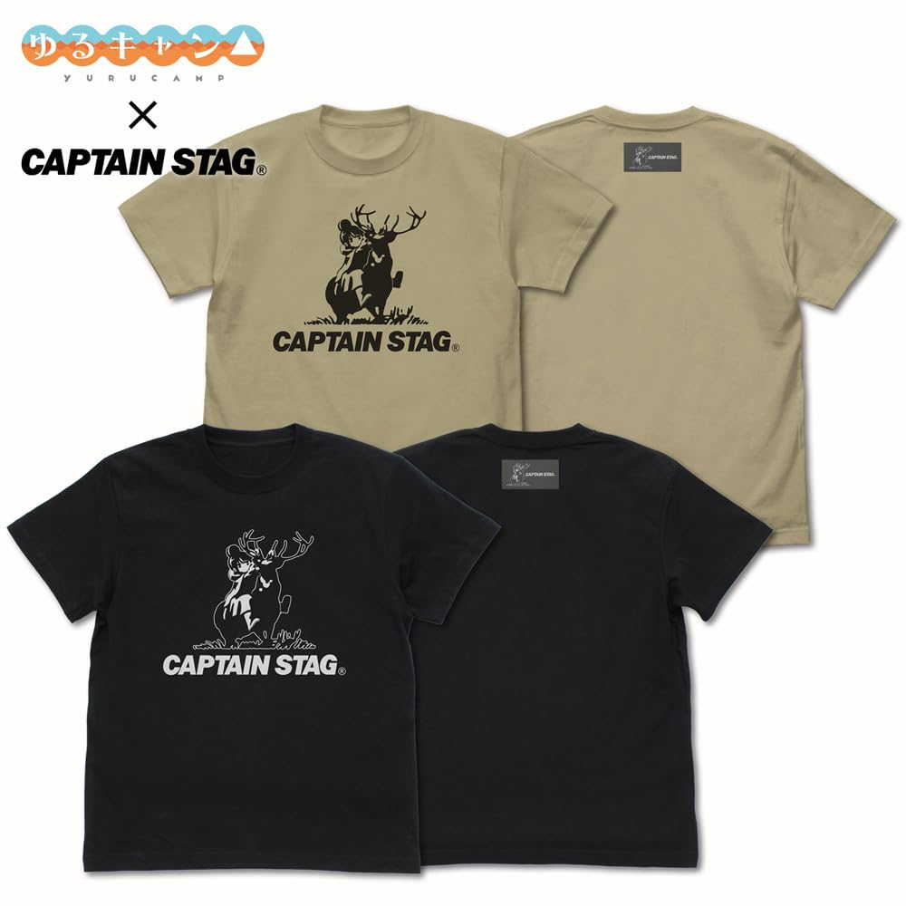 COSPA Yurucamp X Captain Stag T-Shirt Black M Size