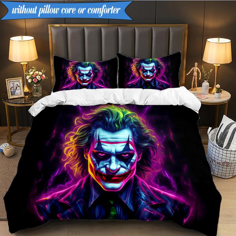 3PCS Clown Bedding Set Duvet Cover Closure Includes 1 Duvet Cover & 2 Pillowcases for All Seasons Bedroom Decor Christmas Fan gifts