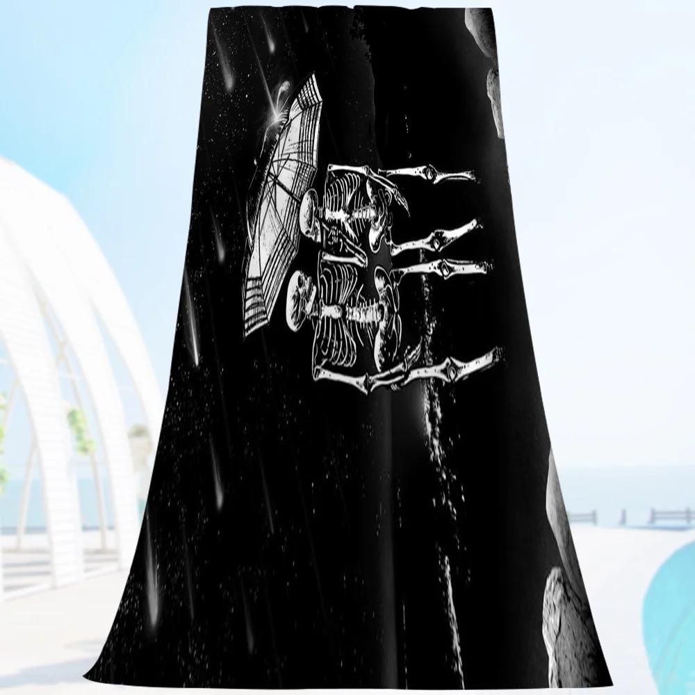 Einfaches Totenkopf-Badetuch Mikrofaser Weich Wasserabsorbierend Atmungsaktiv Für Mädchen Kinder Dekoratives Cartoon-Strandtuch