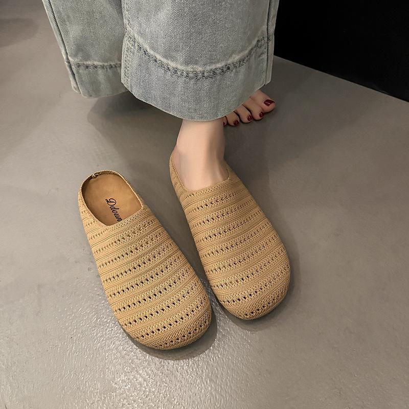 Baotou Hausschuhe Damen Sommer neue Ein-Pedal Lazy Fashion Coole Hausschuhe Atmungsaktive Hohlschuhe Halbschuhe