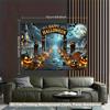 1 piece of 2D background fabric, a pumpkin lantern and Halloween-themed polyester fabric background, for the living roomzyc