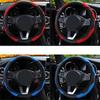 Coprivolante in Pelle PU Stile Fibra di Carbonio 37-38cm Universale Antiscivolo Traspirante per Decorazione Interni Auto