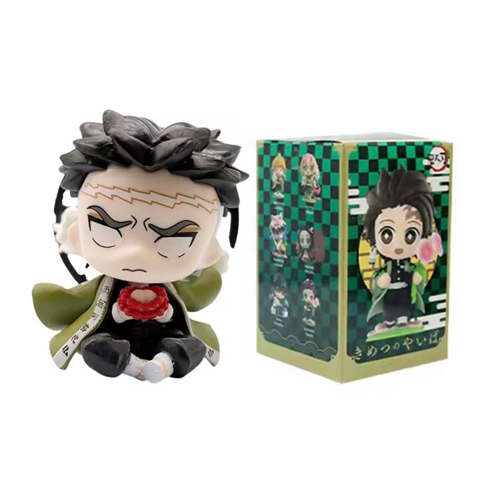 YENİ Q Posket Figür  Demon Slayer Mini Figür 5 Adet 10 Adet 12 Adet 15 Adet Setler Kimetsu No Yaiba Küçük PVC Bebekler Masaüstü kutusu