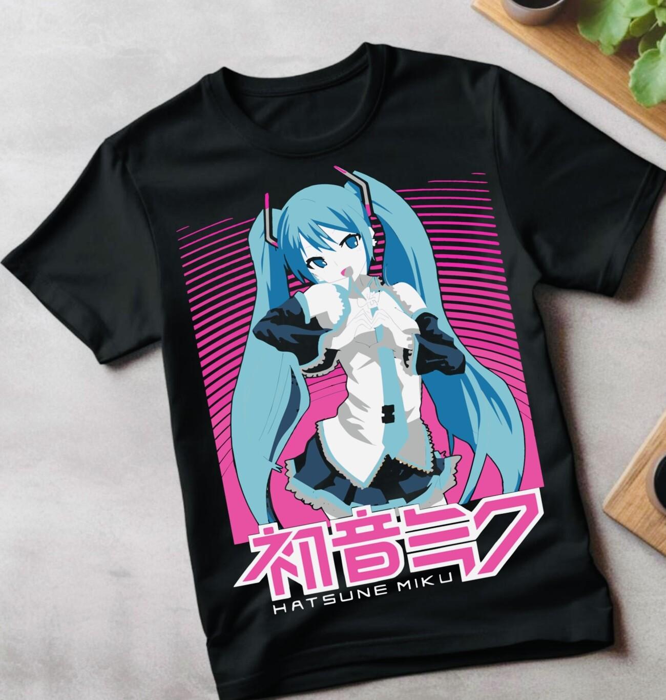 Hatsune Miku New Adult T-Shirt Mens Womens Tees Top -Pinkish Stage Circle Imag, gift Christmas shirt 4XL