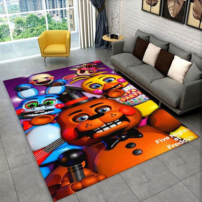 Horror Game F-FNAF Freddy Non-Slip Area Rug for Living Room,Bedroom,Playroom,Soft Carpet Floor Mat Home Decor Rug Kids Room
