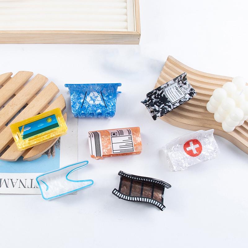 Pvc Hair Claw Print Imitation Acetic Acid Cartoon Hair Clips Cartoon Mouse Arrow Grip Clip