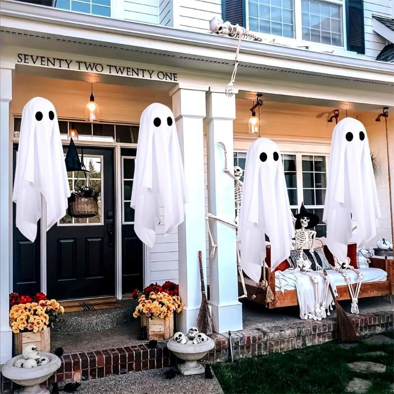 Halloween Seasonal Hanging Figure Set of 3 for Porch and Entryway, Fabric Draped Party Accent for Hallway Display and Seasonal Room Styling