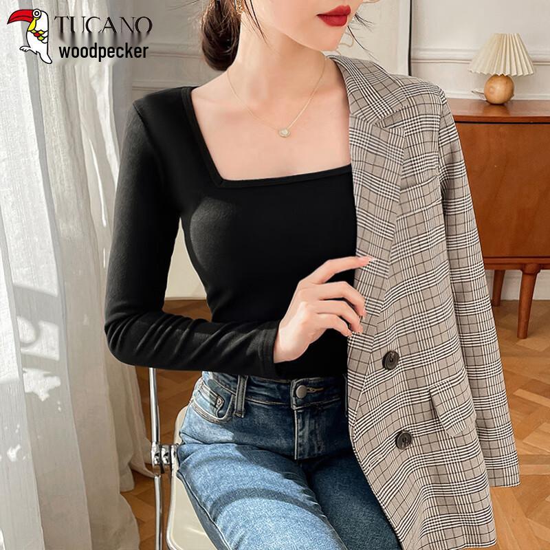 

Women s Square Neck Double-Sided Thermal Velvet Long-Sleeve Base Layer Top XL