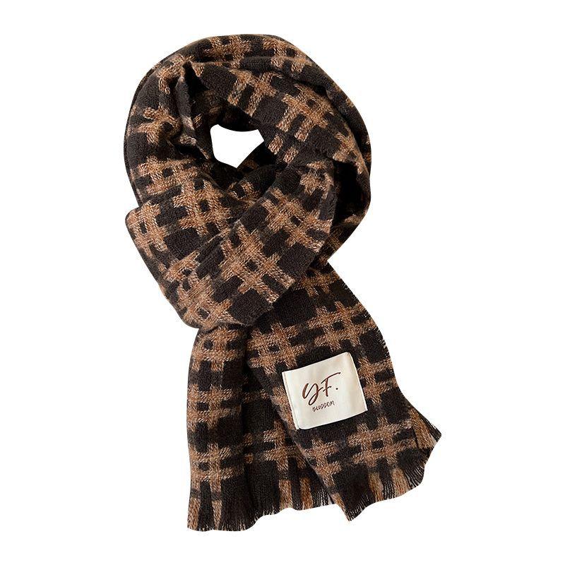 New winter couple plaid scarf double-sided imitation cashmere shawl thickened warm versatile plaid scarf women's winter