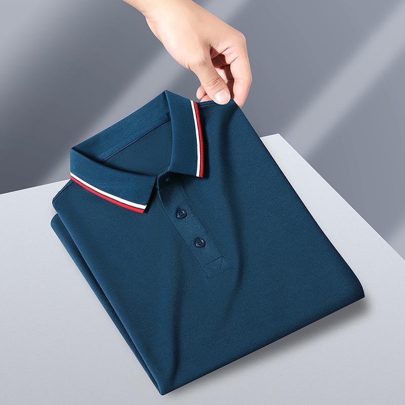 Men'S High-End Solid Color Short Sleeve Lapel Polo Shirt Business Casual Young And Middle-Aged Men'S Top