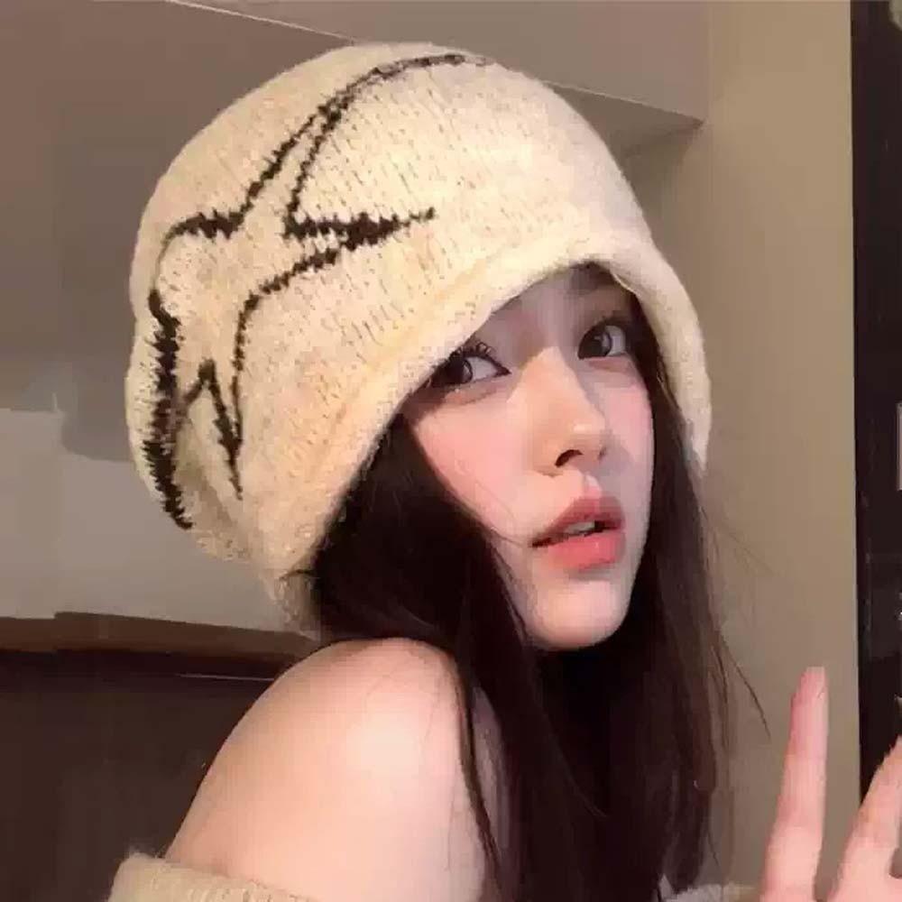 Hip-hop Star Knitted Hat Elastic Y2K Pullover Cap Fashion Brimless Beanie Cap Autumn