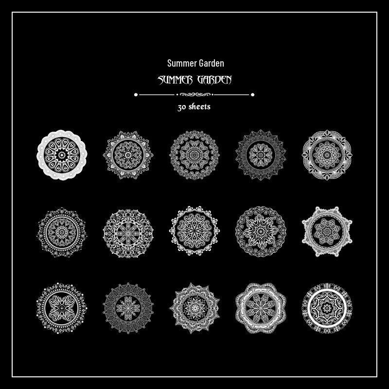 

Черно-белые кружевные наклейки для журнала - Ретро соленый стиль, Декор для границы Гука, Настраиваемые