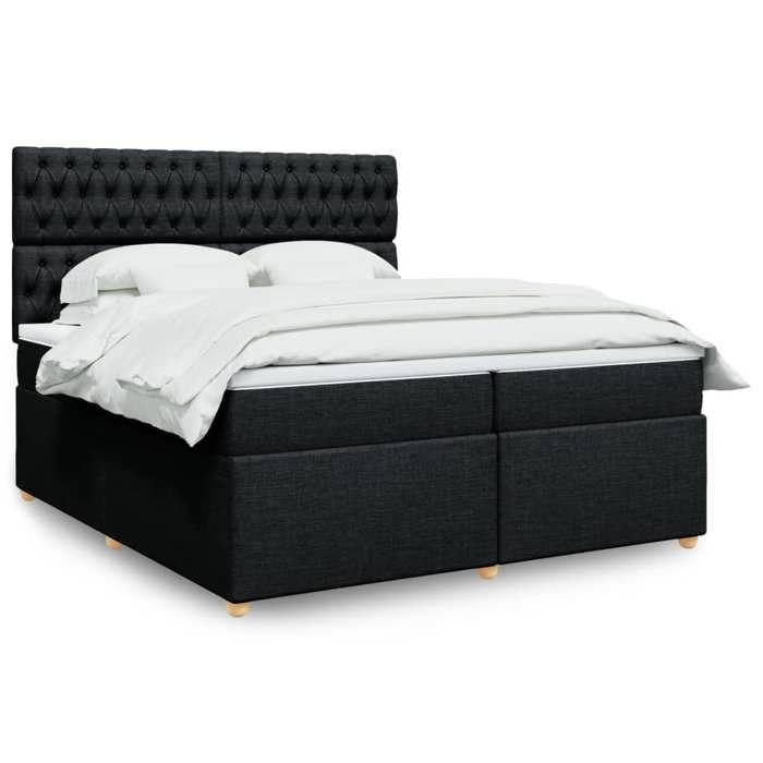 VidaXL Slatted Bed Base with Mattress Black 200x200 Cm Fabric 3293696
