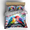 Colorful Lovebirds Blossom Art Bedding Duvet Cover Set  (1*Duvet Cover 2*Pillowcases, without duvet insert)