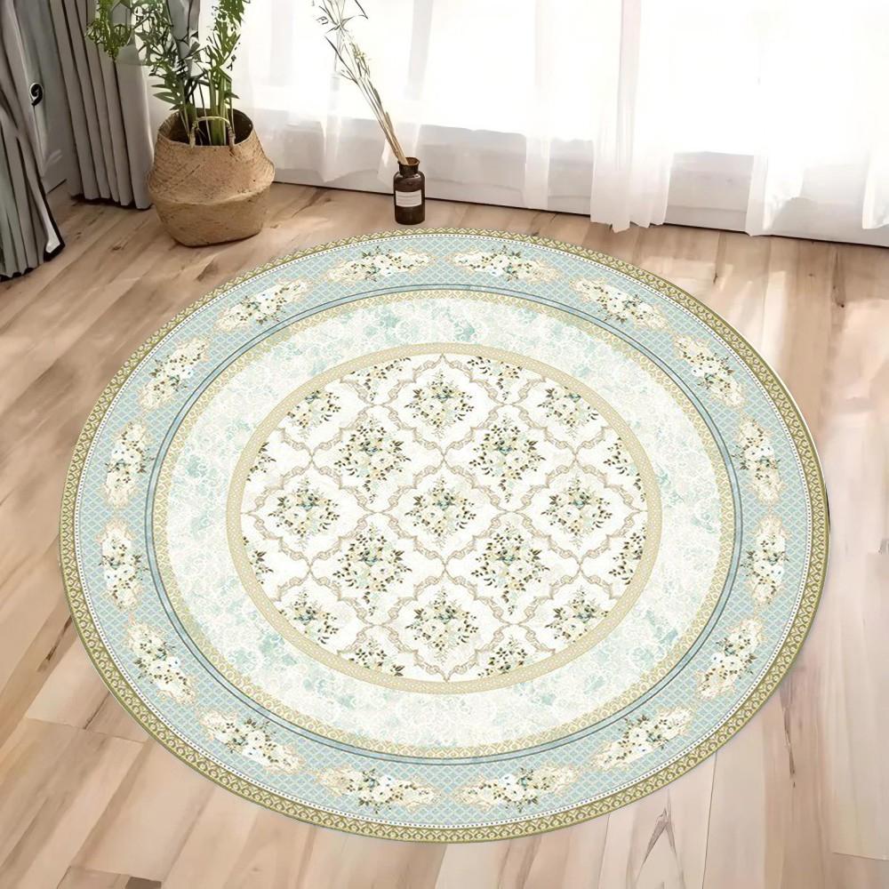 Elegant Round Area Rug Floral  Vintage Patterns in Pink Blue Ideal for Living Room Bedroom Decor Soft Durable Floor Mat