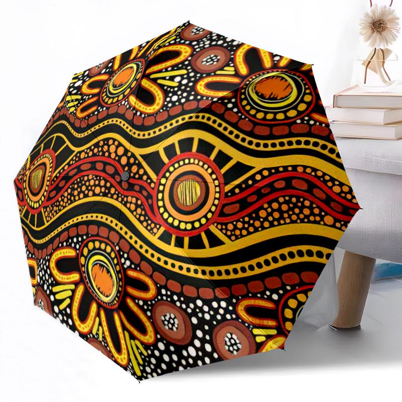 Bellezza Tramonto Africano Ombrello Automatico Pieghevole da Esterno con 8 Stecche Design Compatto Essenziale da Viaggio Appassionati di Moda Regalo Spirituale