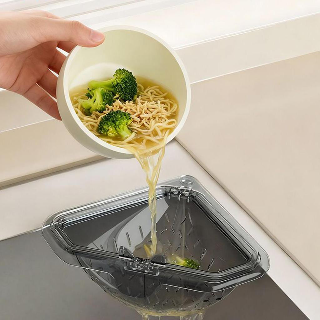 Kitchen Sink Drain Strainer Corner Basket Magnetic Suction Drainage Triangle Drying Sink Food Catcher Basket for Scrap Fruits