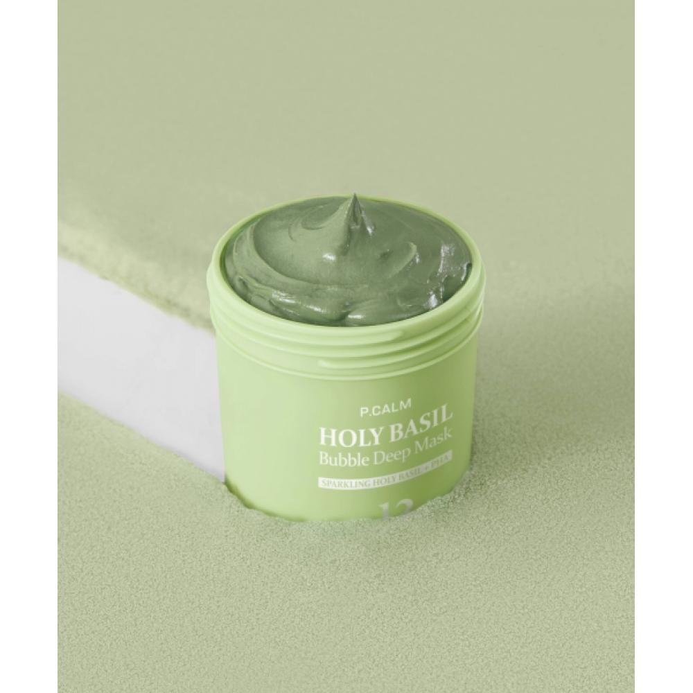 Pcalm [cleansing Set] Holly Basil Bubble Deep Mask 90g Holly Basil Bubble Deep Mask 90g+Cleansing Sponge