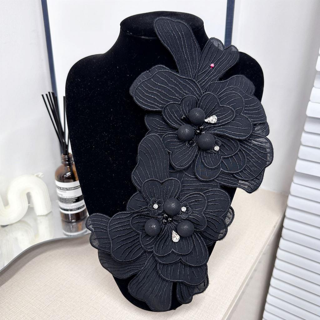Color Chiffon Embroidery Handmade Beaded Cloth Sticker Accessories Lace Decal Decoration Diy Material Accessories