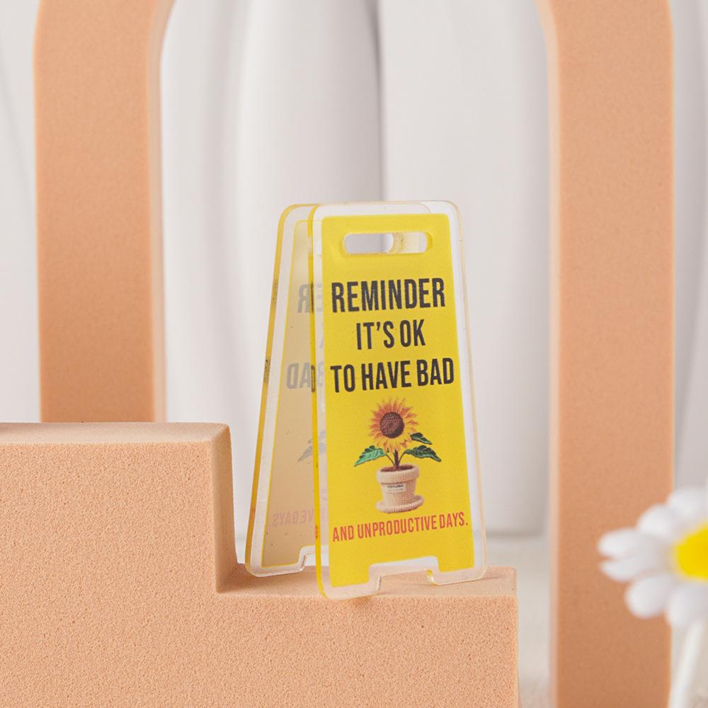 Office Mini Desktop Warning Sign Caution Overstimulated Portable Fun Desktop Small Warning Sign Ornament New Type of Worker Toy