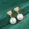Huitan Chic Imitation Pearl Dangle Earrings Women Eternity Love Earrings with Cubic Zirconia Luxury Gold Color Female Jewelry