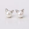 Rockyu Earrings for Popular Small Cute Pearl Small Cat Girly Set for Both Cutest Cat Fashion Accessories Women, Earrings, Cat, Hypoallergenic,