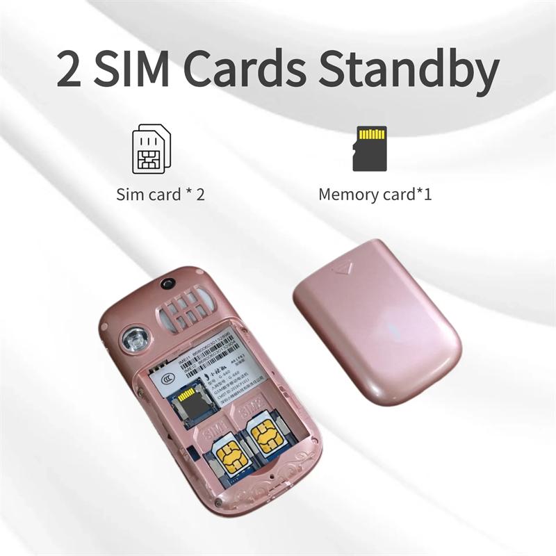 Dual Screen Small Senior Flip Phone Spped Dial Big Button Dual Screen Loud Speaker Two Sim Cards Clamshell Mobile SOS Dial Torch Button Phone