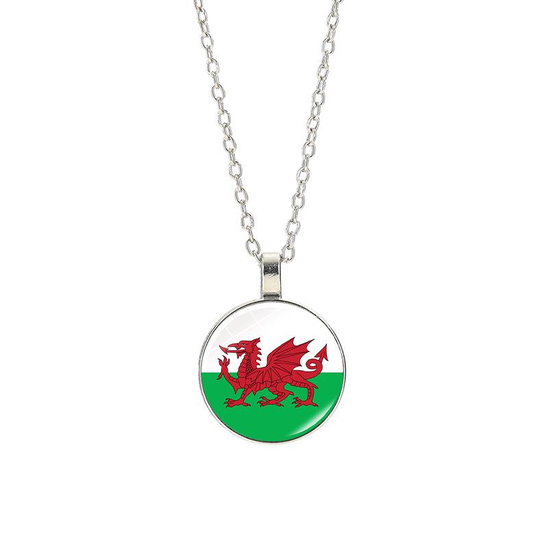 World Cup Top 32 National Flag Necklace - Football Pendant for Men & Women