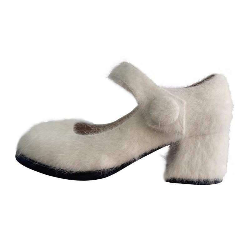 Mao Mao shoes women's winter wear 2025 autumn new versatile Korean version thick heel single shoes women Lolita high heels women