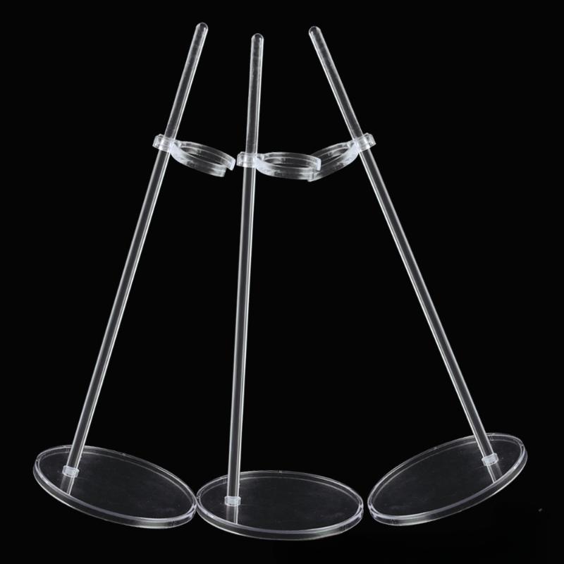 3 Pies Stand for 30cm Doll Plastic Display Rack Transparent Waist Support Bracket