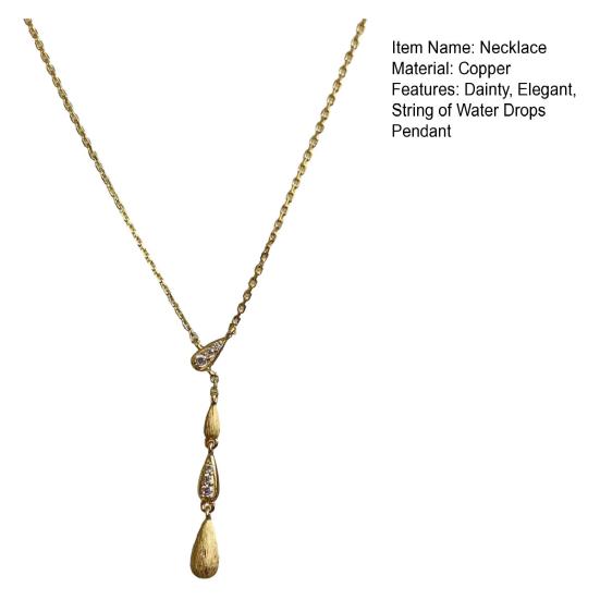 Drop Charm Necklace Women String of Water Drops Pendant Necklace Sparkling Rhinestone Dainty Necklace Gift for Her Wife