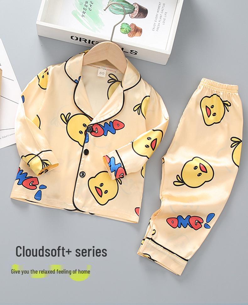 Conjunto de Pijama Infantil de Algodón Seda de Dibujos Animados